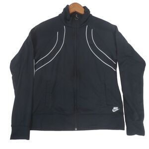 Nike Track Jacket Womens Medium M 8/10 Black Full Zip Lightweight Athleisure Y2K